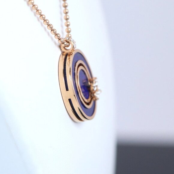 25782 Roberto Coin Love In Verona 18K Rose Gold Diamond Lapis Pendant - Picture 2 of 7